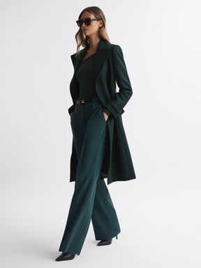 Green Reiss Tor Relaxed Wool Blend Belted Coat