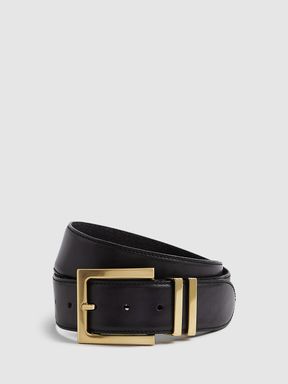 Black Reiss Brompton Leather Belt