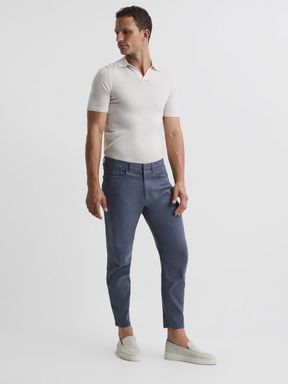 Airforce Blue Reiss Hammond Brushed Cotton Relaxed Fit Trousers
