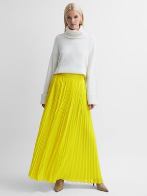 Lime Florere Pleated Maxi Skirt