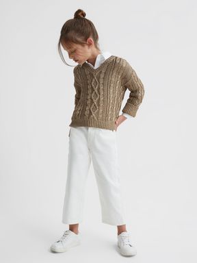 Gold Reiss Vanessa Cable Knitted Jumper