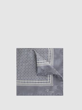 Steel Grey Reiss Martino Silk Geometric Pocket Square