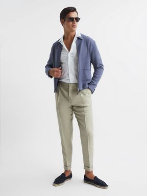 Soft Sage Reiss Slate Tapered Trousers