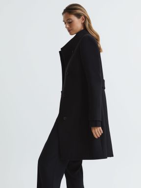 Black Reiss Mia Wool-Blend Mid Length Coat