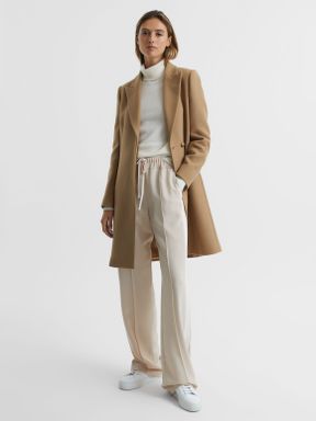 Camel Reiss Harlow Wool-Blend Mid Length Coat