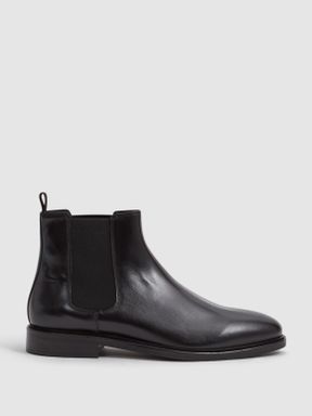 Black Reiss Tenor Leather Chelsea Boots