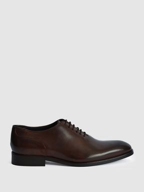 Dark Brown Reiss Bay Leather Whole Cut Shoes