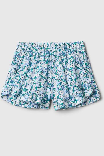 Blue Floral Pull On Ruffle Shorts (3mths-5yrs)