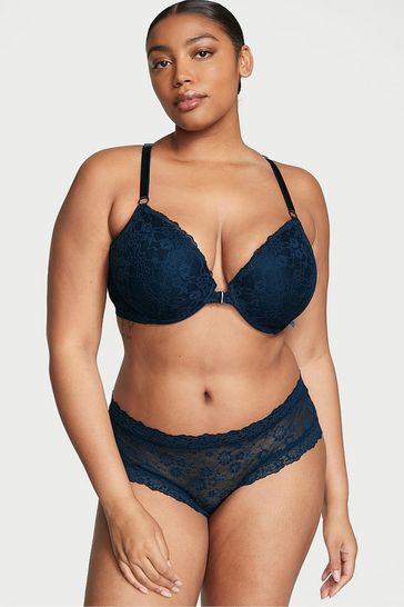 Victoria's Secret Noir Navy Blue Cheeky Posey Lace Knickers