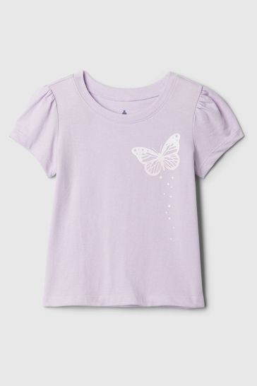Purple Graphic Print Short Sleeve Crew Neck T-Shirt (Newborn-5yrs)