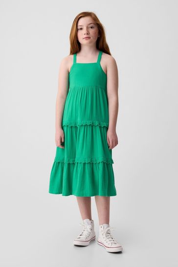 Green Floral Print Midi Dress (4-13yrs)