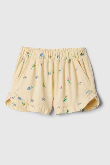 Yellow Floral Pull On Ruffle Shorts (3mths-5yrs)