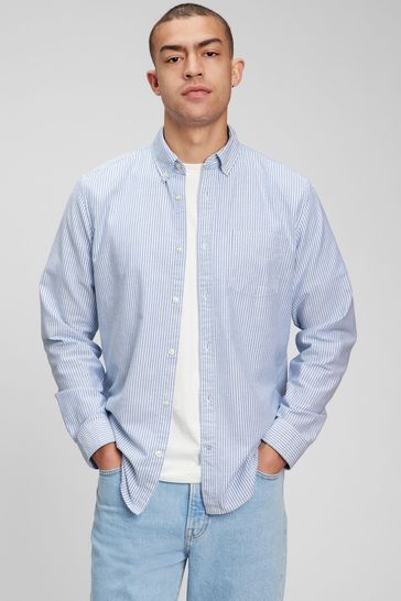 Blue Classic Standard Fit Long Sleeve Oxford Shirt