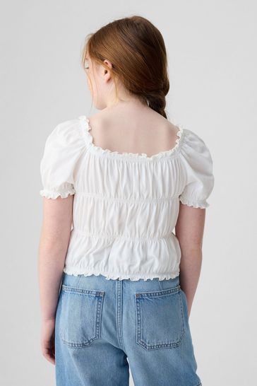 Puff sleeve smocked top deals