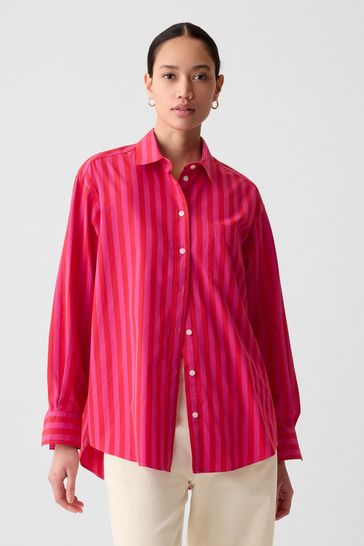 Pink Organic Cotton Oversized Long Sleeve Shirt