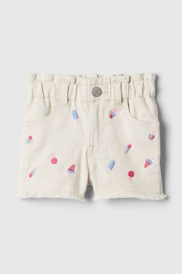 Nude Paperbag Mom Jeans Shorts