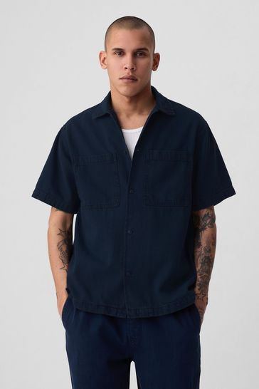 Blue Denim Short Sleeve Oxford Shirt