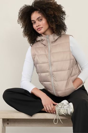 Beige puffer vest new arrivals