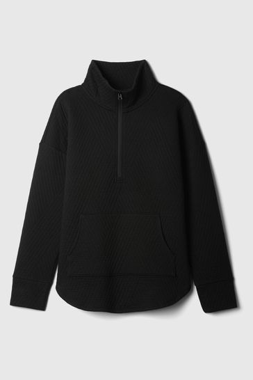 Black quilted pullover top