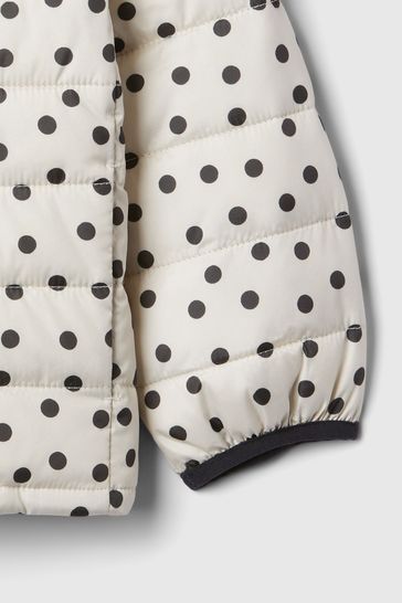 Black White Polka Dot Cold Control Puffer Jacket 6mths 5yrs