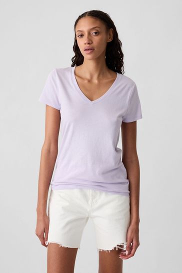 Purple Favourite Short Sleeve V Neck T-Shirt