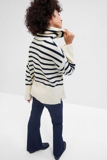 Buy Gap Relaxed Stripe Turtle Neck Tunic Jumper from the Gap