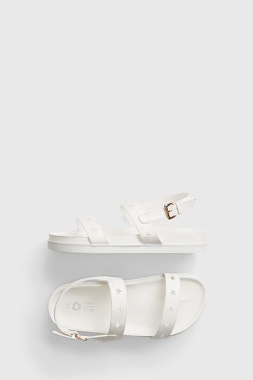 White two band sandals sales