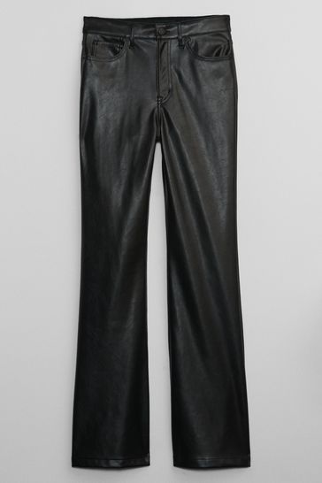 High waisted leather flare pants hot sale