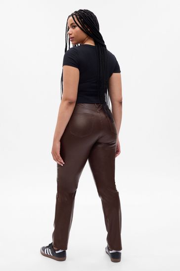 Gap Brown High Rise Faux-Leather Vintage Slim Trousers
