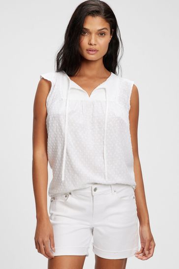 Gap Navy Floral Sleeveless Rayon Top