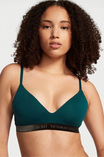 Victoria's Secret Ivy Green Smooth Logo Strap Lightly Lined Non Wired  T-Shirt Bra