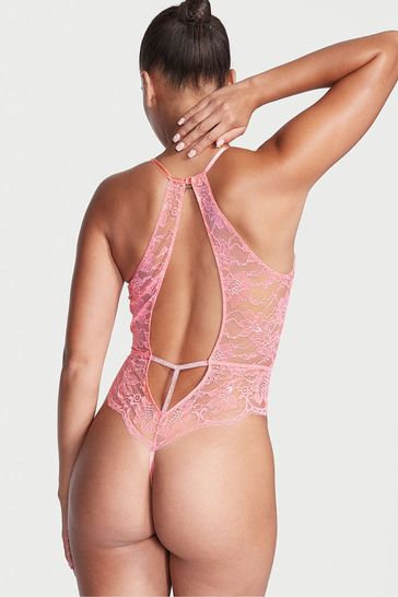 Victoria's Secret Pink Roses Lace Thong Bodysuit