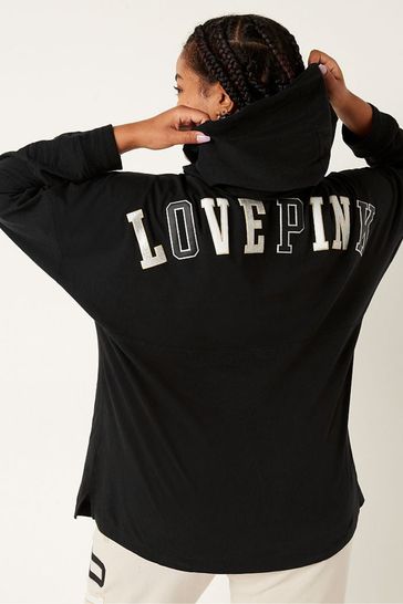 Buy Victoria s Secret PINK Cotton Oversized Hooded T Shirt from