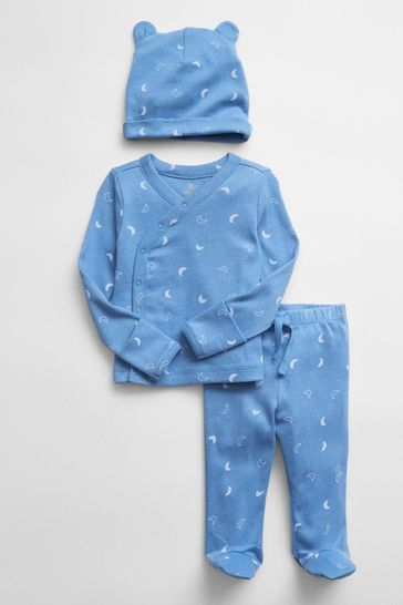 Blue Print Kimono Baby Outfit Set