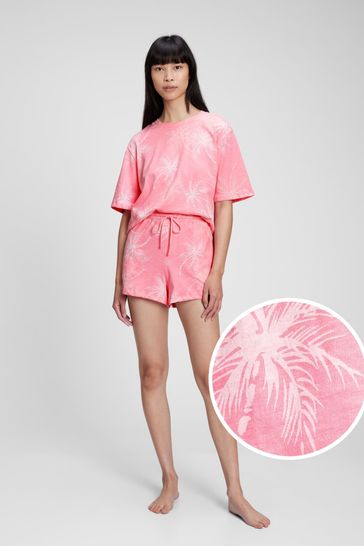 Pink Cotton Slub Jersey Pyjama Shorts