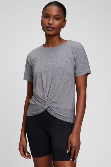 Grey Twist-Front T-Shirt