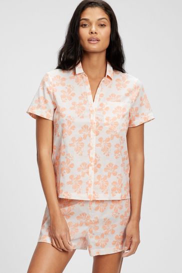 Orange Poplin Pyjama Shirt