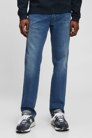 Mid Wash Blue Straight Jeans