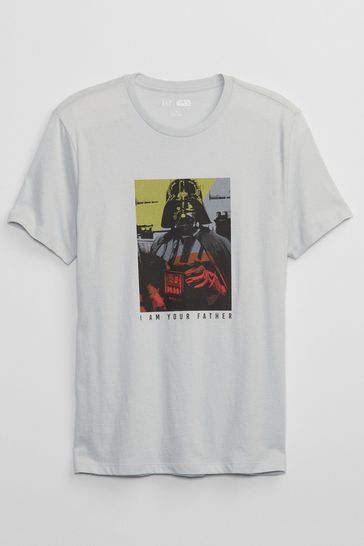 Grey Star Wars Darth Vader Graphic Short Sleeve Crewneck T-Shirt