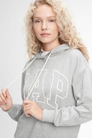 Grey and White Outline Logo Hoodie
