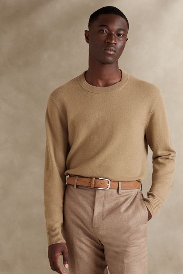 Camel crew outlet neck jumper