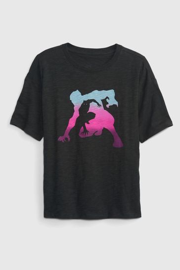 Black Marvel Superhero Graphic T-Shirt