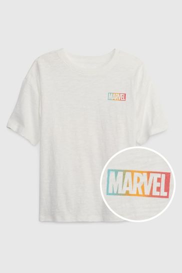 White Marvel Superhero Graphic T-Shirt