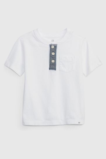 White Henley Pocket T-Shirt