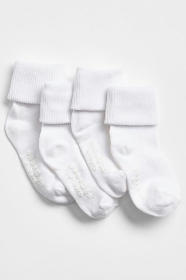 White Roll Socks 4-Pack