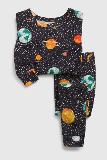 Black Organic Cotton Space Pyjama Set