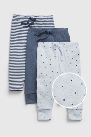 Blue Print Organic Cotton Joggers 3-Pack - Baby