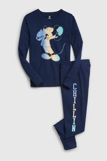 Blue Disney Mickey Mouse Organic Cotton Graphic Pyjamas