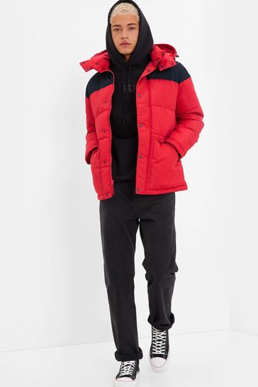 Gap red puffer jacket cheap