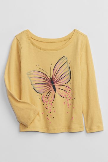 Grey Butterfly Graphic T-Shirt